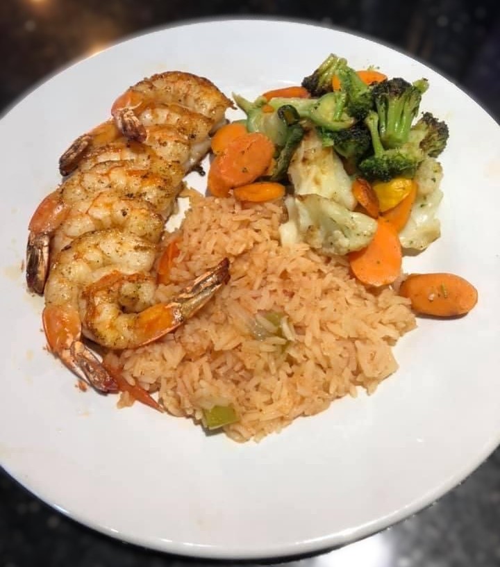 Grilled Shrimp Rice & Vegetables